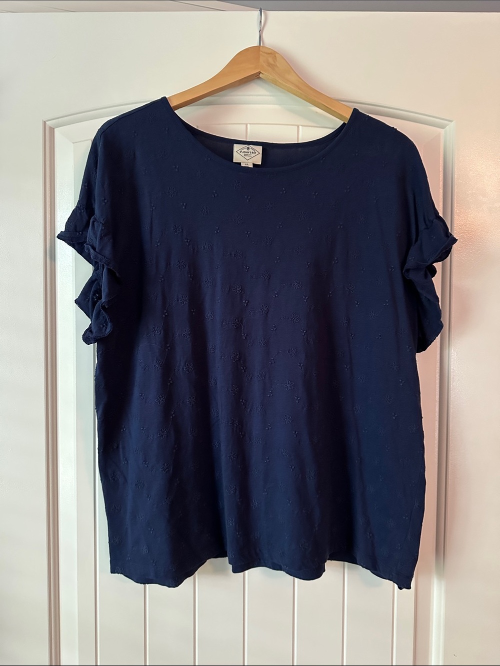 St. John's Bay Navy Short Sleeve Ruffle Tee